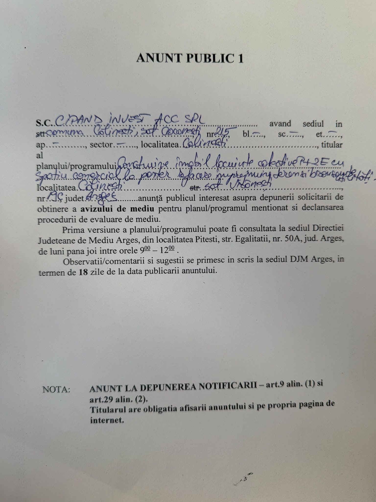 Anunț public 1