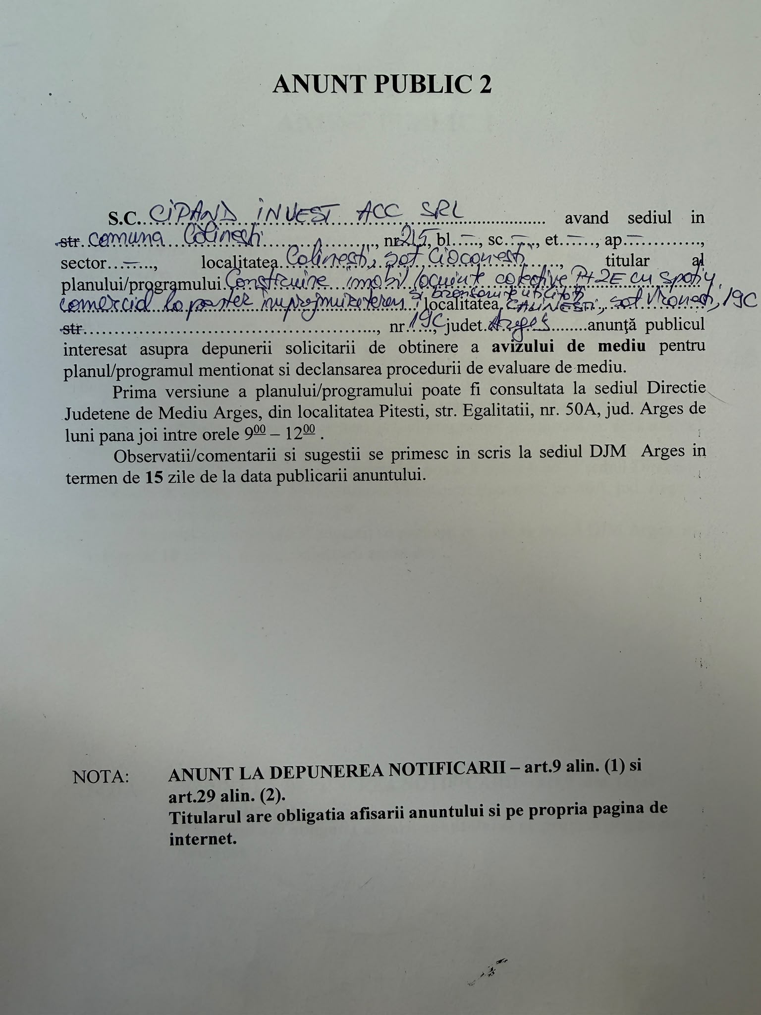 Anunț public 2